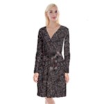 FusionVibrance Abstract Design Long Sleeve Velvet Front Wrap Dress