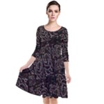 FusionVibrance Abstract Design Quarter Sleeve Waist Band Dress