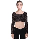 FusionVibrance Abstract Design Velvet Long Sleeve Crop Top