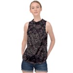 FusionVibrance Abstract Design High Neck Satin Top