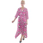 Hello Kitty Pattern, Hello Kitty, Child Quarter Sleeve Wrap Front Maxi Dress