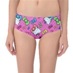 Hello Kitty, Cute, Pattern Mid-Waist Bikini Bottoms