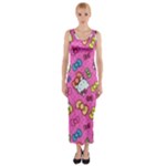 Hello Kitty, Cute, Pattern Fitted Maxi Dress