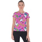 Hello Kitty, Cute, Pattern Short Sleeve Sports Top 