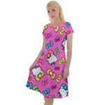 Hello Kitty, Cute, Pattern Classic Short Sleeve Dress