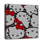 Hello Kitty, Pattern, Red Mini Canvas 8  x 8  (Stretched)