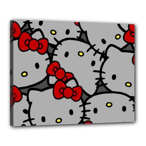 Hello Kitty, Pattern, Red Canvas 20  x 16  (Stretched) from ArtsNow.com