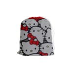 Hello Kitty, Pattern, Red Drawstring Pouch (Medium)