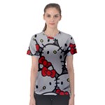 Hello Kitty, Pattern, Red Women s Sport Mesh T-Shirt