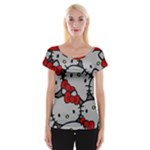 Hello Kitty, Pattern, Red Cap Sleeve Top