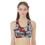 Hello Kitty, Pattern, Red Sports Bra with Border