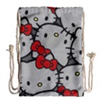 Hello Kitty, Pattern, Red Drawstring Bag (Large)