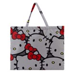 Hello Kitty, Pattern, Red Zipper Large Tote Bag