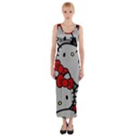 Hello Kitty, Pattern, Red Fitted Maxi Dress