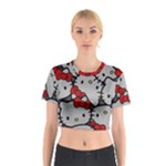 Hello Kitty, Pattern, Red Cotton Crop Top