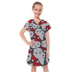 Hello Kitty, Pattern, Red Kids  Drop Waist Dress