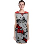 Hello Kitty, Pattern, Red Sleeveless Velvet Midi Dress