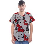 Hello Kitty, Pattern, Red Men s V-Neck Scrub Top