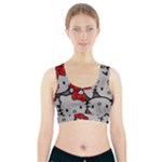 Hello Kitty, Pattern, Red Sports Bra With Pocket