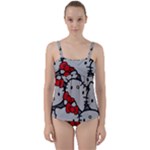 Hello Kitty, Pattern, Red Twist Front Tankini Set