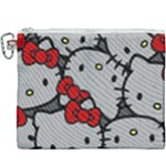 Hello Kitty, Pattern, Red Canvas Cosmetic Bag (XXXL)