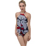 Hello Kitty, Pattern, Red Go with the Flow One Piece Swimsuit