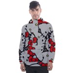 Hello Kitty, Pattern, Red Men s Front Pocket Pullover Windbreaker