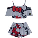 Hello Kitty, Pattern, Red Kids  Off Shoulder Skirt Bikini