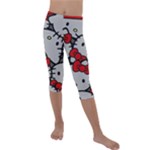 Hello Kitty, Pattern, Red Kids  Lightweight Velour Capri Leggings 