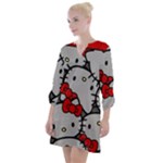 Hello Kitty, Pattern, Red Open Neck Shift Dress
