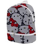 Hello Kitty, Pattern, Red Zip Bottom Backpack