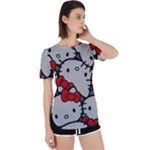 Hello Kitty, Pattern, Red Perpetual Short Sleeve T-Shirt