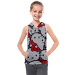 Hello Kitty, Pattern, Red Kids  Sleeveless Hoodie