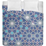 Islamic Ornament Texture, Texture With Stars, Blue Ornament Texture Duvet Cover Double Side (King Size)