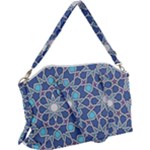 Islamic Ornament Texture, Texture With Stars, Blue Ornament Texture Canvas Crossbody Bag