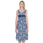 Islamic Ornament Texture, Texture With Stars, Blue Ornament Texture Midi Sleeveless Dress