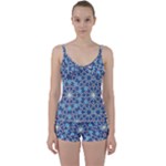 Islamic Ornament Texture, Texture With Stars, Blue Ornament Texture Tie Front Two Piece Tankini