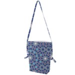 Islamic Ornament Texture, Texture With Stars, Blue Ornament Texture Folding Shoulder Bag