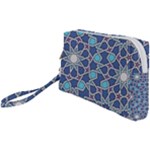 Islamic Ornament Texture, Texture With Stars, Blue Ornament Texture Wristlet Pouch Bag (Small)