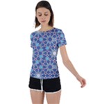 Islamic Ornament Texture, Texture With Stars, Blue Ornament Texture Back Circle Cutout Sports T-Shirt