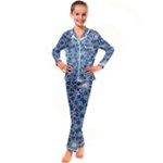 Islamic Ornament Texture, Texture With Stars, Blue Ornament Texture Kids  Satin Long Sleeve Pajamas Set