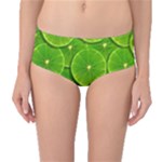 Lime Textures Macro, Tropical Fruits, Citrus Fruits, Green Lemon Texture Mid-Waist Bikini Bottoms