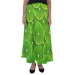 Lime Textures Macro, Tropical Fruits, Citrus Fruits, Green Lemon Texture Flared Maxi Skirt