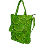 Lime Textures Macro, Tropical Fruits, Citrus Fruits, Green Lemon Texture Shoulder Tote Bag