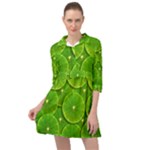 Lime Textures Macro, Tropical Fruits, Citrus Fruits, Green Lemon Texture Mini Skater Shirt Dress