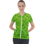 Lime Textures Macro, Tropical Fruits, Citrus Fruits, Green Lemon Texture Short Sleeve Zip Up Jacket