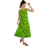 Lime Textures Macro, Tropical Fruits, Citrus Fruits, Green Lemon Texture Summer Maxi Dress