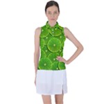 Lime Textures Macro, Tropical Fruits, Citrus Fruits, Green Lemon Texture Women s Sleeveless Polo T-Shirt