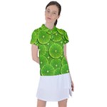 Lime Textures Macro, Tropical Fruits, Citrus Fruits, Green Lemon Texture Women s Polo T-Shirt