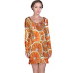 Oranges Patterns Tropical Fruits, Citrus Fruits Long Sleeve Nightdress